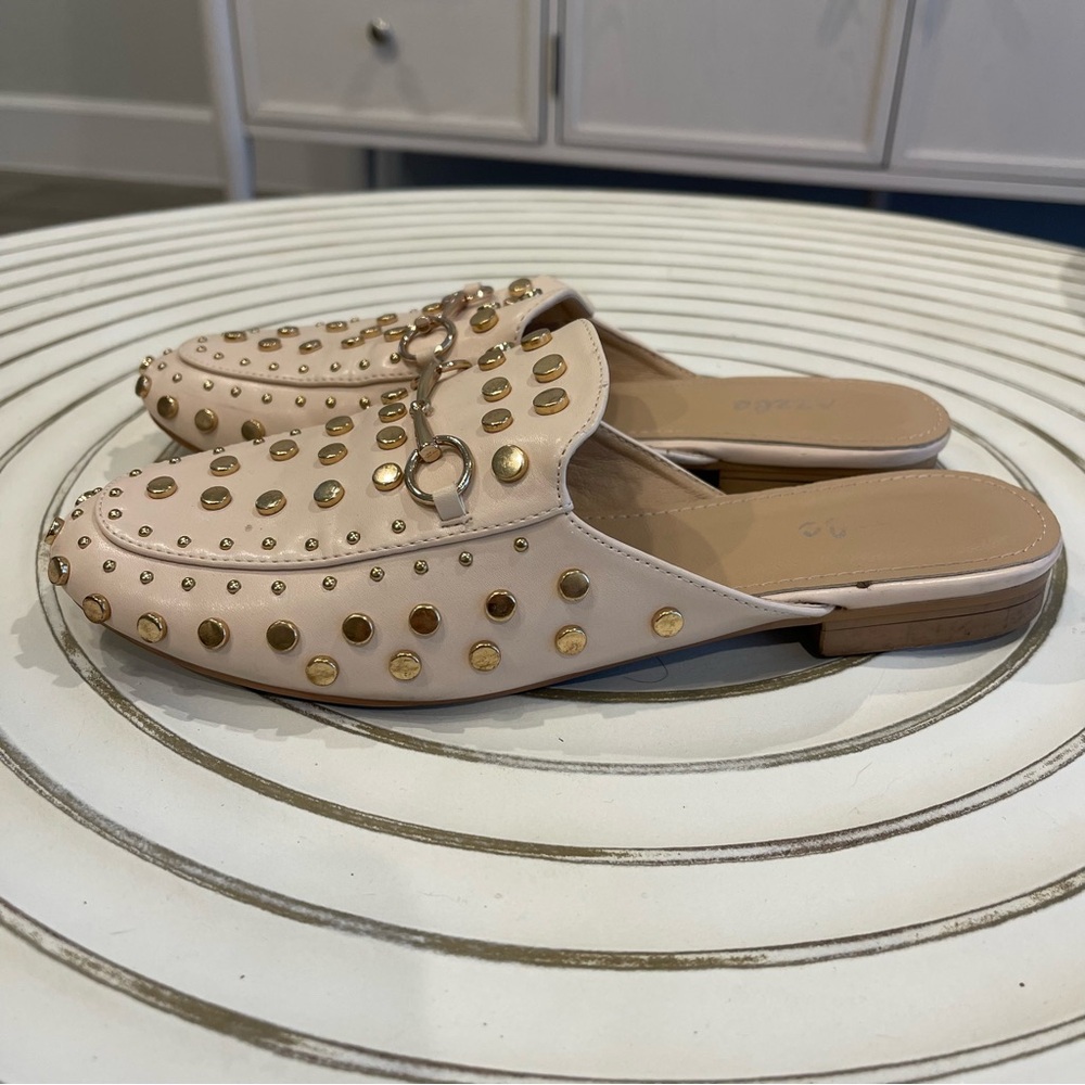 Chic Cream Mules with Gold Accents